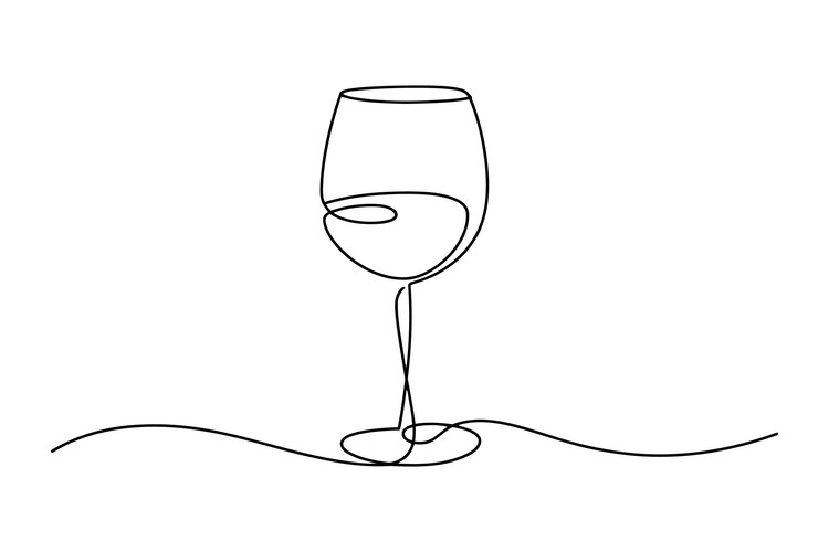 Elegant Single Line Wine Glass Vector Image