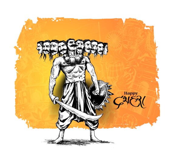 Ravana's Ten Heads - Dussehra Vector Image