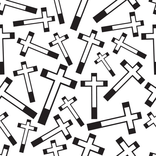 Black and white religion cross seamless pattern vector image