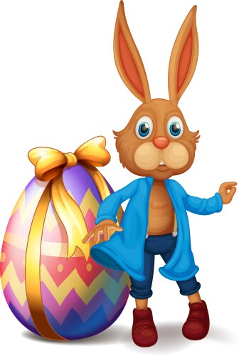 Easter bunny painting an egg Royalty Free Vector Image