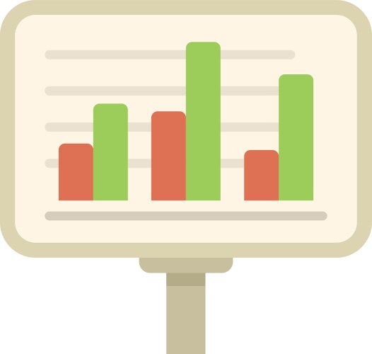 Flip chart displaying statistical bar data vector image