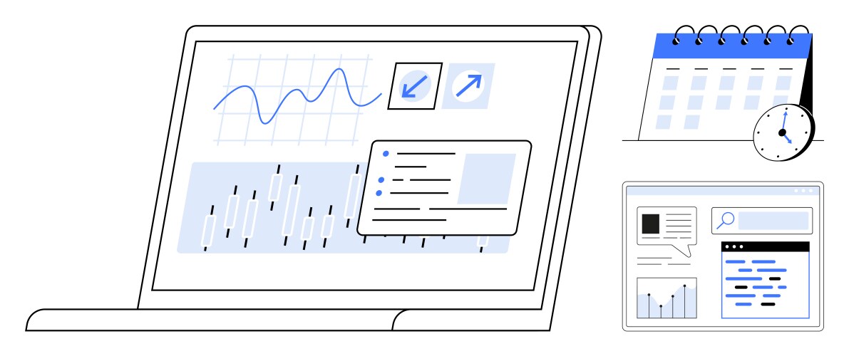 Laptop displaying data analytics with calendar vector image