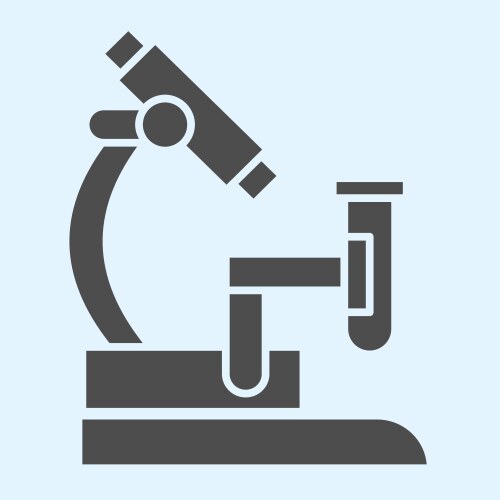 Microscope with analysis flask solid icon vektorbild