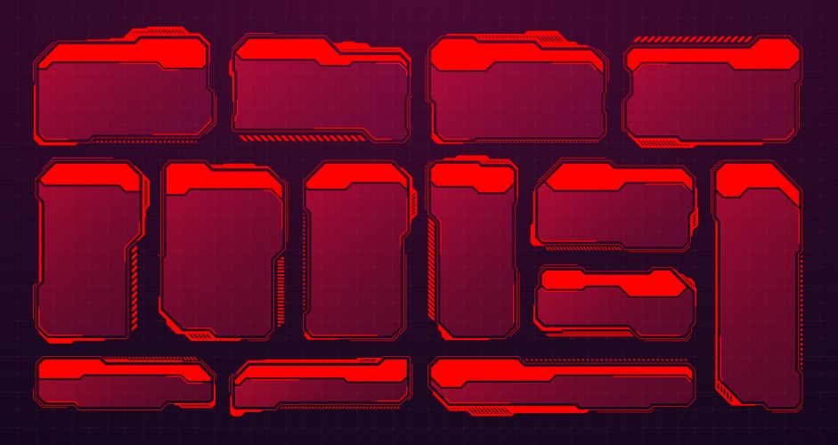 Red futuristic hud or ui elements sci-fi user vector image