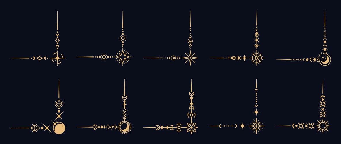 Mystic celestial divider borders and magic symbols