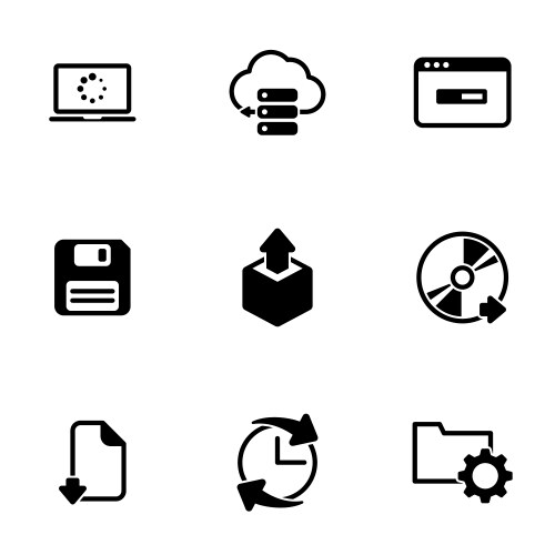 Set simple icons on a theme software vector image