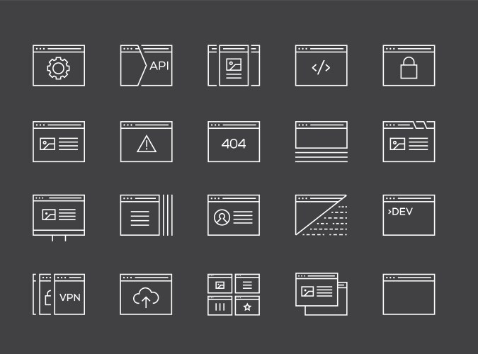 48 Pixel Line Icons - Coding & App vector image