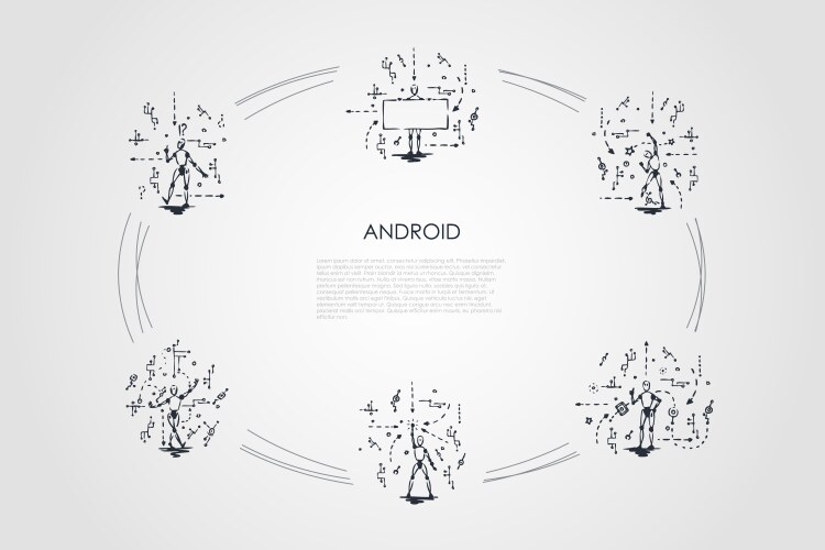 Android - robots with scripts vector image