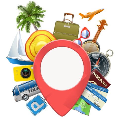 Travel concept with pick point vector image