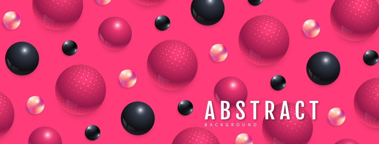 3d abstract black pink and holographic spheres vector image