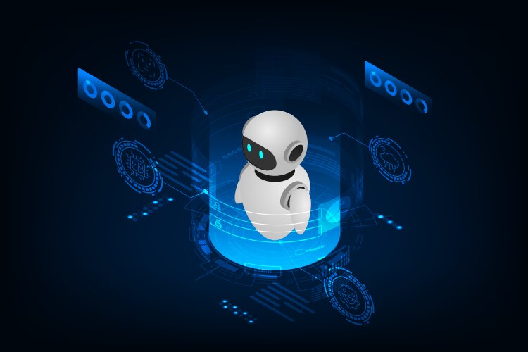 Isometric robot bot interface artificial vector image