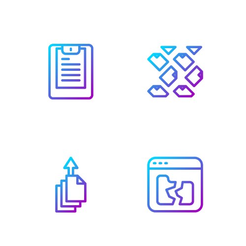 Set line broken file data export server report vector image