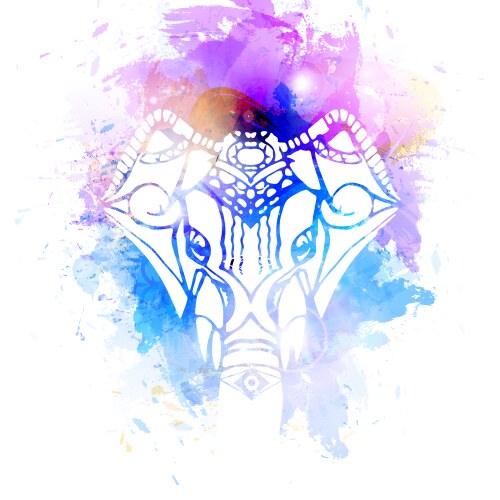 Ganesha Head with Watercolor Splashes Vector Image