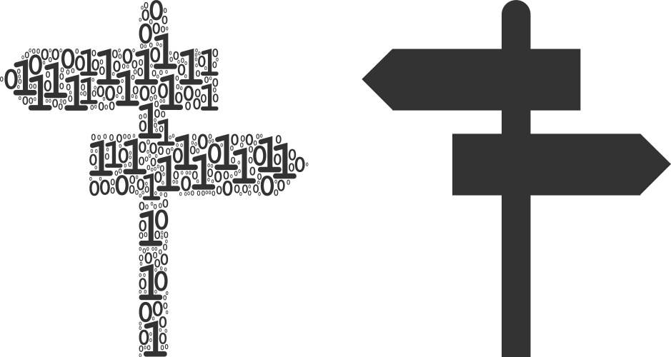 Road pointer composition of binary digits vector image