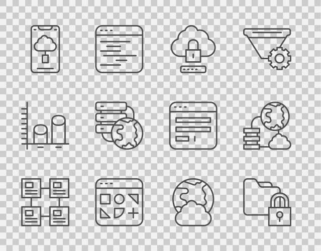 Set line hierarchy organogram chart folder vector image