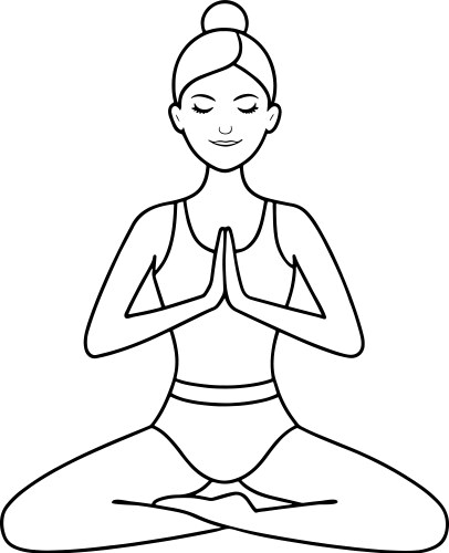 Woman in lotus position meditating line art Vector Image