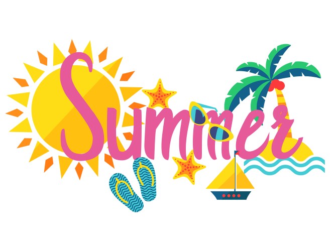 Summer lettering isolated on white background vector image