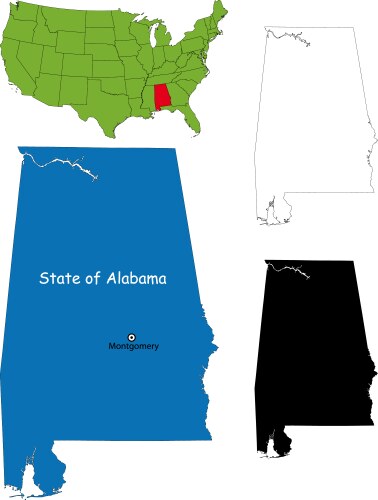 Alabama outline map set Royalty Free Vector Image