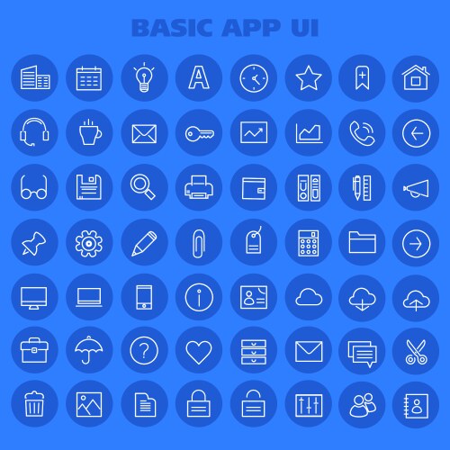 big basic app ui ux and office linear icon set vector image