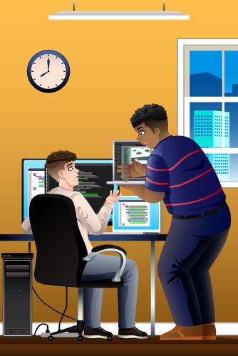 computer programmers working in the office vector image