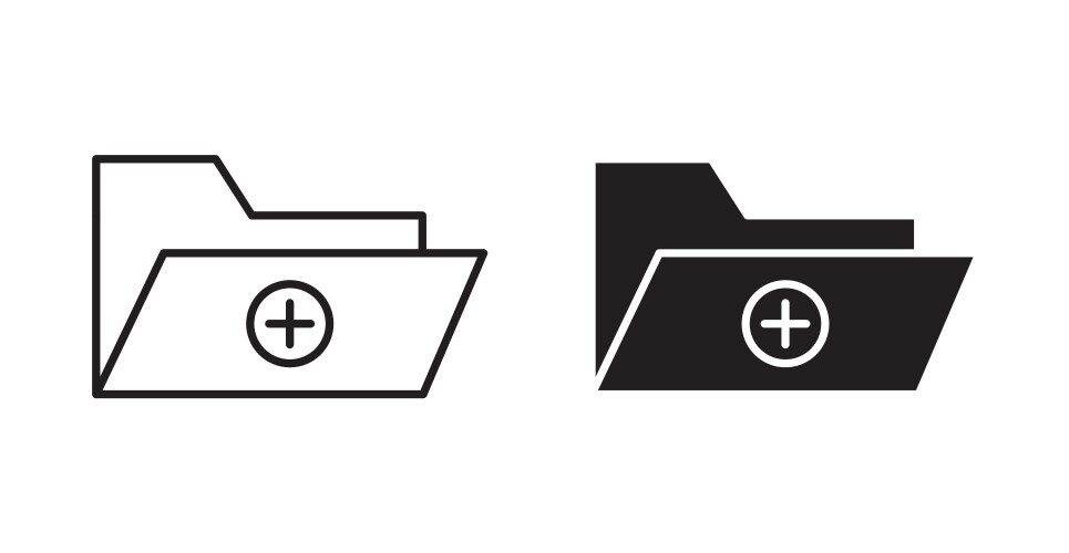 Add folder icon set in thin line for web vector image
