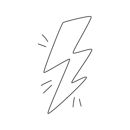 Black Line Lightning Bolt Doodle Vector Image