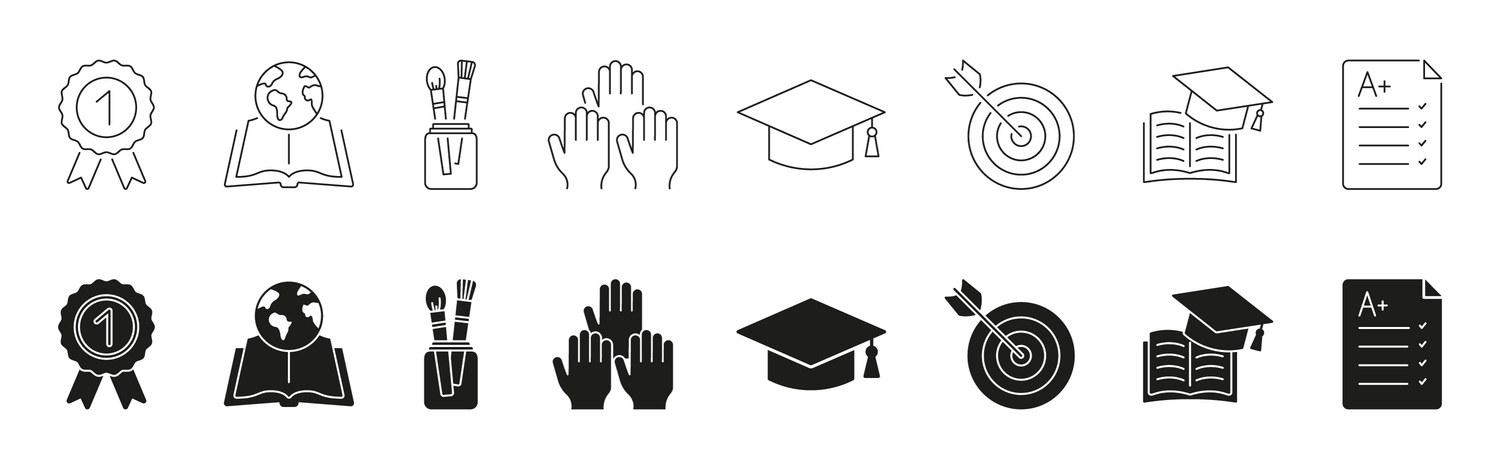 Education and achievement icon set academic Vector Image