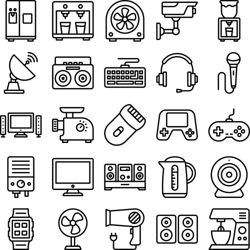 electronics isolated icons set every singl vector image