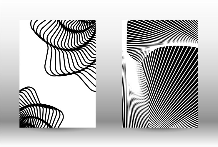 Set of abstract patterns with distorted lines vector image