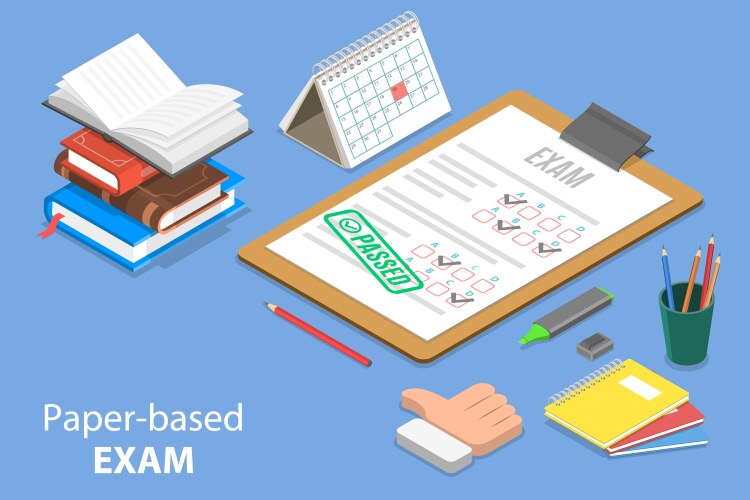 3D Exam Paper with Grade Results – Royalty-Free Vector | VectorStock