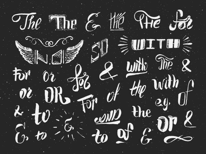 vintage hand drawn ampersands and catchwords vector image vector image