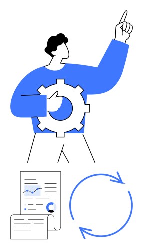 Problem-solving process with gear report analysis vector image