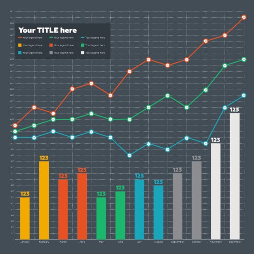 Infographic chart bar template flat design interf Vector Image