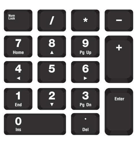 Computer numeric keyboard black color design vector image