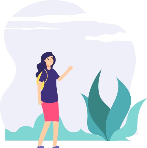 Girl walking outdoor good weather cloudy day vector image