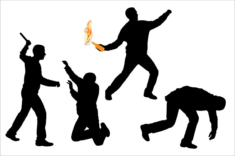 Urban Riot Silhouettes Vector Image