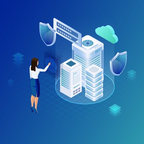 Data protection hosting net or database concept vector image