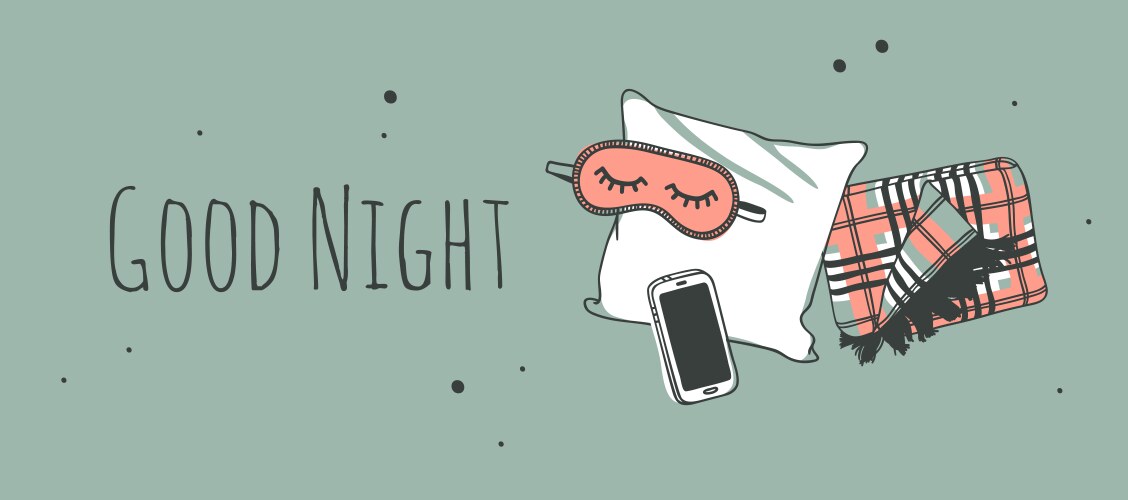 Hand drawn objects about sleep routines and text vektorbild
