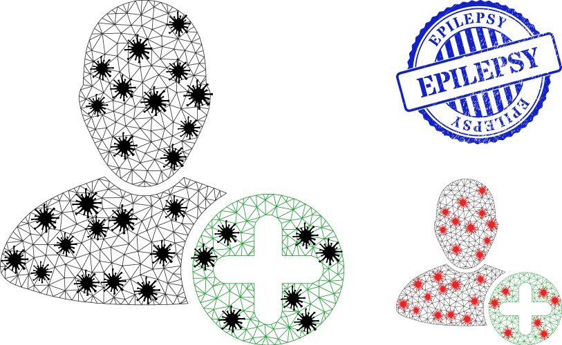 Triangulated mesh add user icons with infectious vector image
