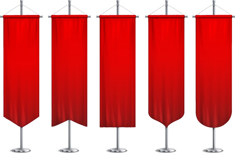 Pennants stands realistic set vector image