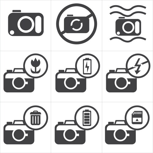 Camera shutter icon set photo and video equipment Vector Image