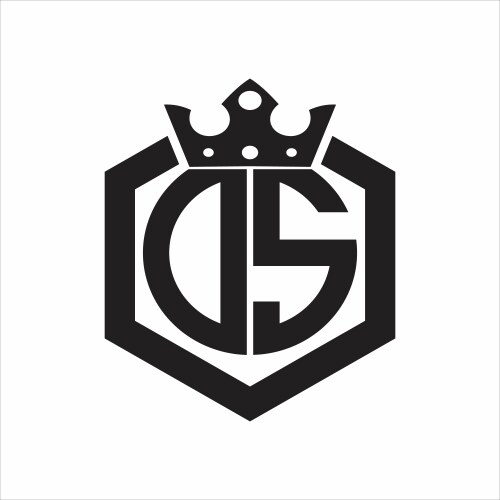 Ds logo monogram with hexagon line rounded design Vector Image