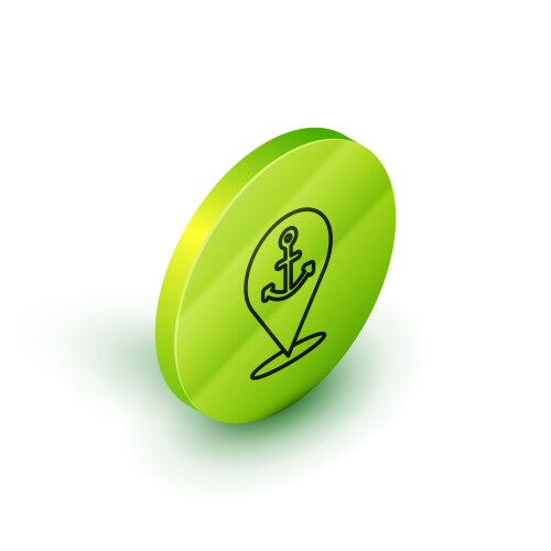Isometric line map pointer with anchor icon vector image