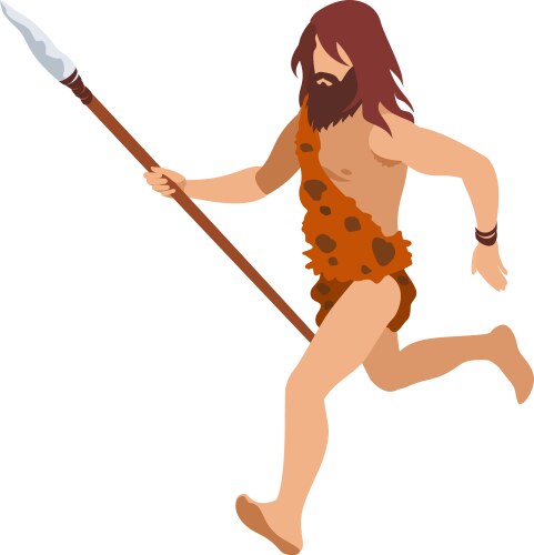 Primitive man character and caveman in loincloth Vector Image