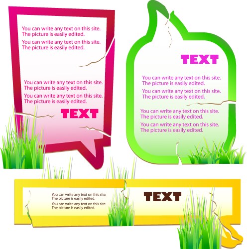 Colorful grass speech stickers vector image