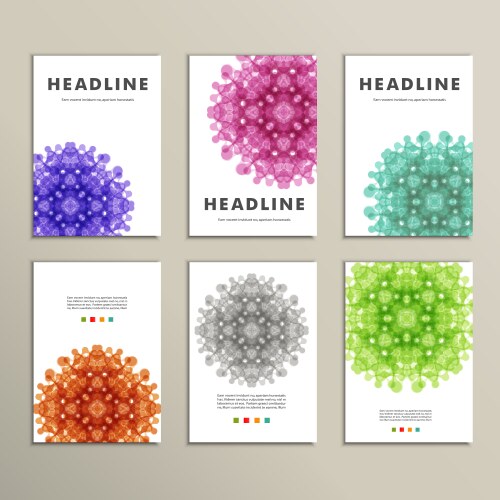 Set of patterns with abstract colored shapes vector image