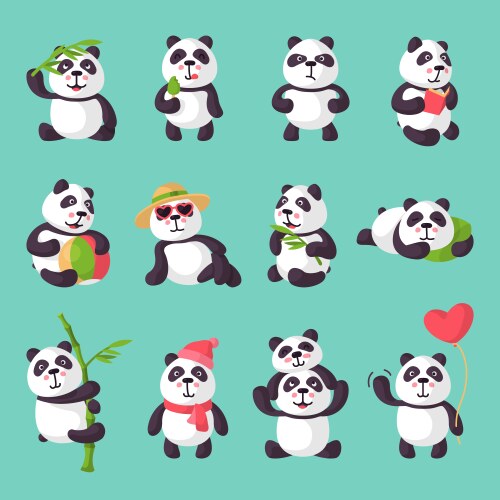 Cute Panda with Bamboo Vector Image
