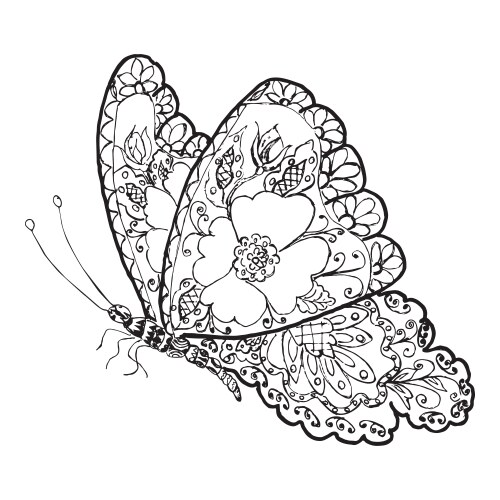 ornamental floral butterfly vector