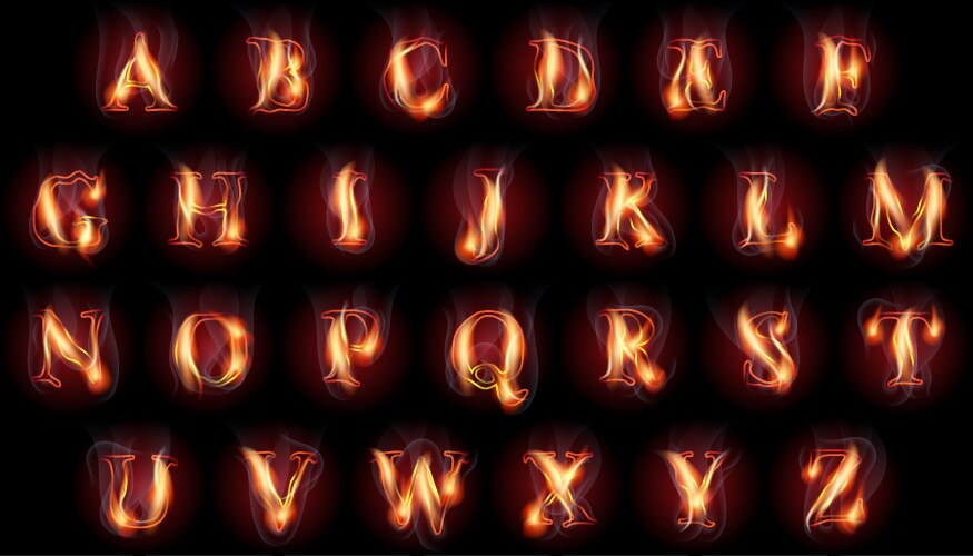 Blue fire letters and candle Royalty Free Vector Image