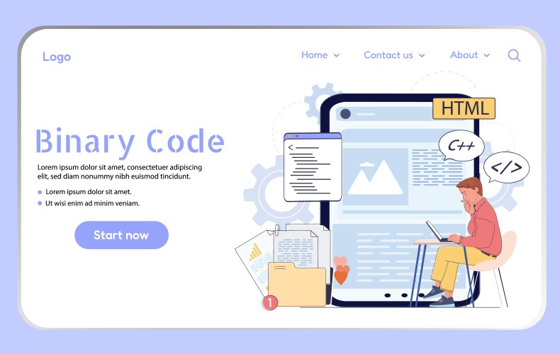Coding concept with binary code theme vector image